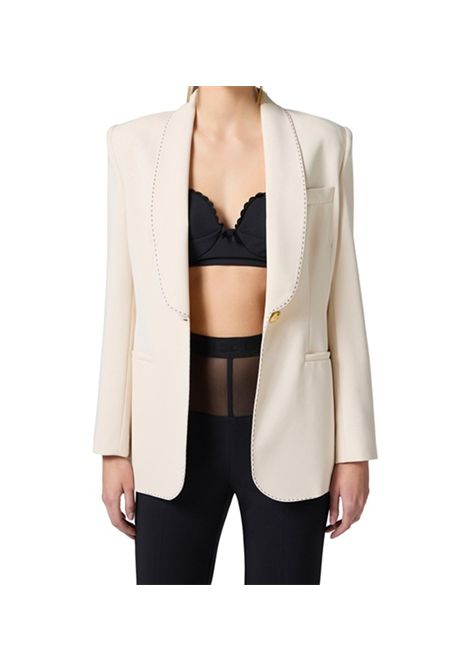 Giacca Elisabetta Franchi donna GI09051E2 193 burro monopetto cuciture in contrasto ELISABETTA FRANCHI | Giacche | GI09051E2193